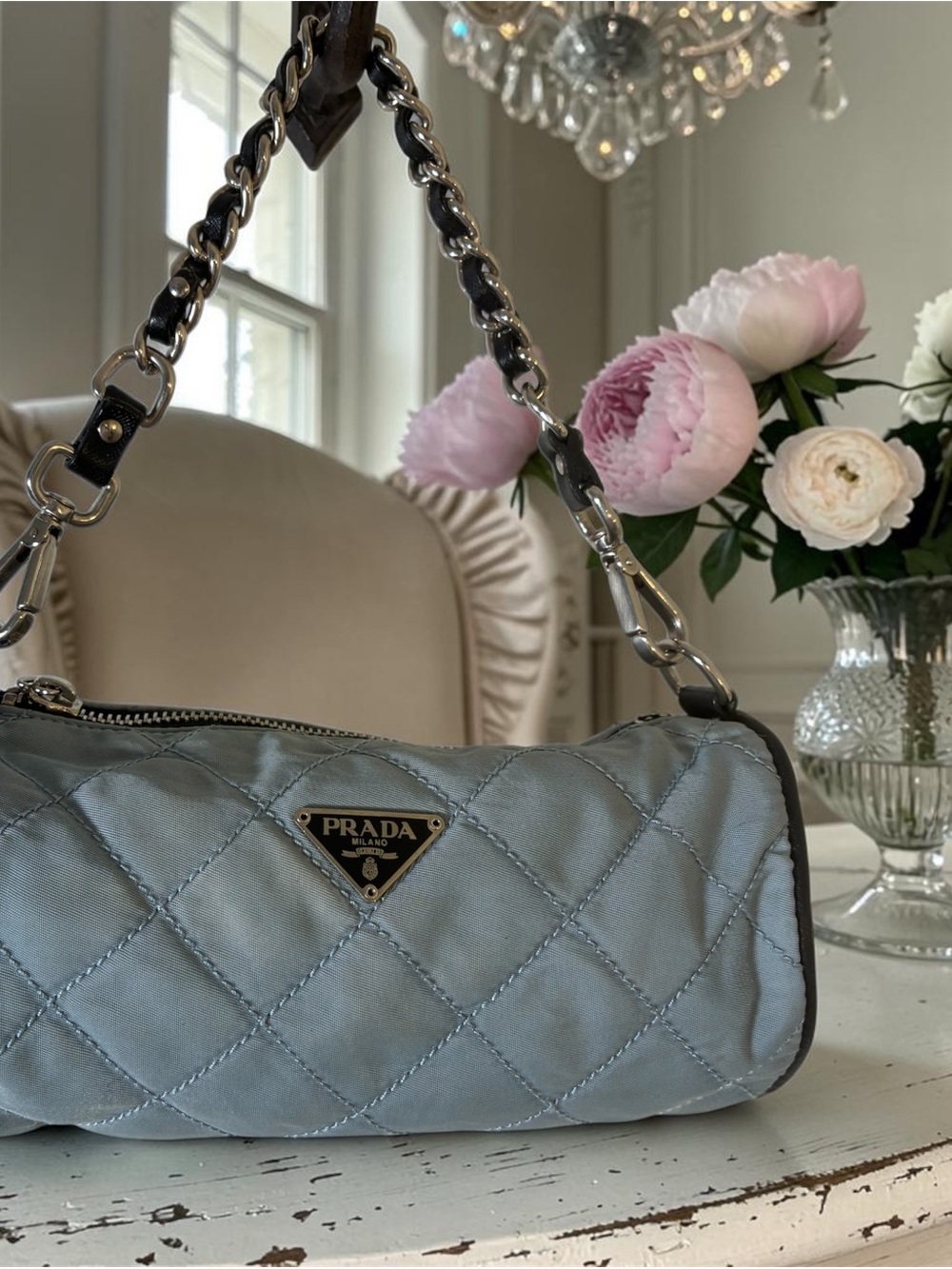 Prada Quilted Mini Bag in Light Blue